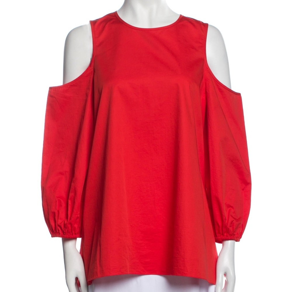 TIBI $330 Deep Orange Cold Shoulder Blouse - EU 10 / L